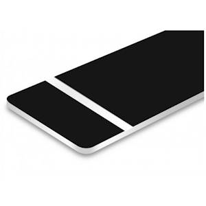 Matière bi-couche + double face 467 au dos : fond noir texte blanc, résistante aux UV, parfaitement adaptée pour la signalétique intérieure ou extérieure, la réalisation de badges, la signalétique de sécurité...
